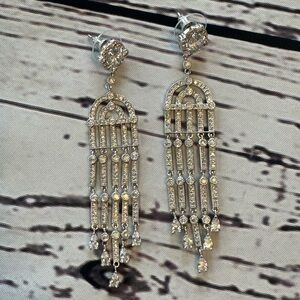 NEW Chandelier Earrings Silver and Clear CZ - Very Sparkling!